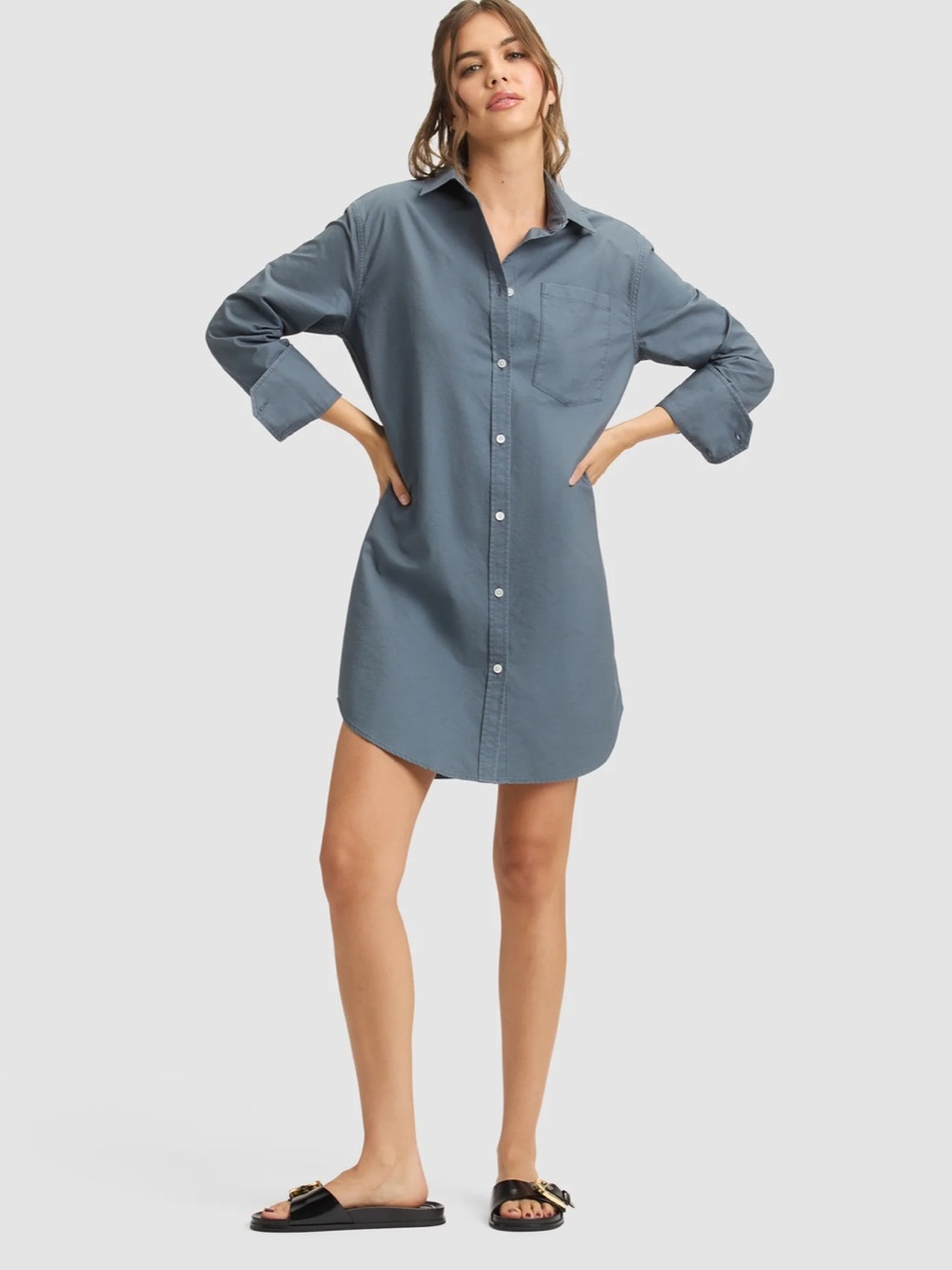 COZY EARTH Camden Cotton Shirt Dress Gray Size XXL NWT